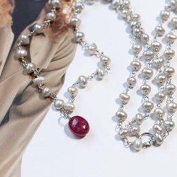 ピンクトルマリン＆バロックパールネックレス~plus pink tourmaline & pearl necklace~ 3枚目の画像