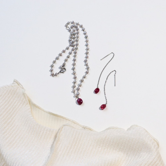 ピンクトルマリン＆バロックパールネックレス~plus pink tourmaline & pearl necklace~ 4枚目の画像