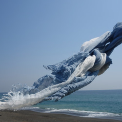そよ風ストール☀藍色　オーガニックコットンストール　ベンガラ染め　初夏の持ち物2020 2枚目の画像