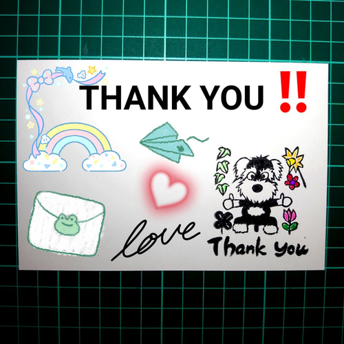 ご確認用 サンキューカード ソーダ(消しゴムはんこ) お手軽にサンキュータグを作ってみました、ダイソーで購入の単語