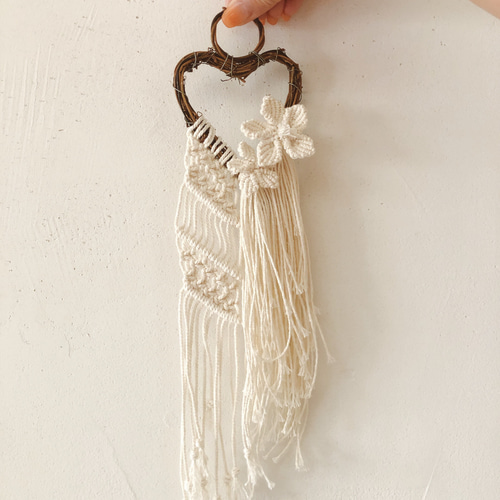 No.5マクラメ♡ハートモチーフ♡hanging No.5マクラメ♡ハートモチーフ♡hanging