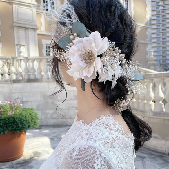 髪飾り　ヘアアクセサリー　ドライフラワー　結婚式