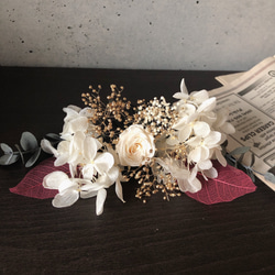 《人気NO.1)ドライフラワー　ヘアアクセサリー　髪飾り　結婚式　成人式　ウエディング　花　かすみ草　袴　ヘアアクセ 1枚目の画像
