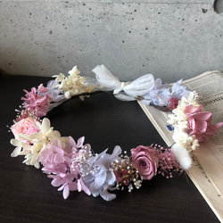 花冠　リース　オーダーメイド　ドライフラワー　ウェディング　結婚式　ヘアアクセサリー　髪飾り　ヘッドパーツ　かすみ草 3枚目の画像
