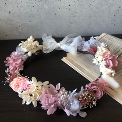 花冠　リース　オーダーメイド　ドライフラワー　ウェディング　結婚式　ヘアアクセサリー　髪飾り　ヘッドパーツ　かすみ草 5枚目の画像