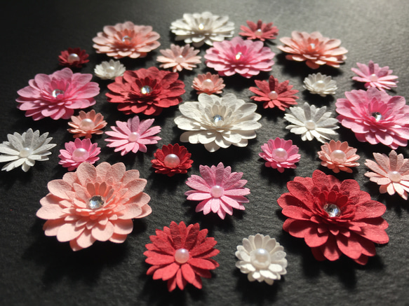 ペーパークラフト＊ガーベラと小さなお花達セット＊ピンク系