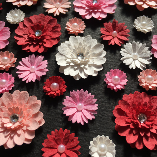 ペーパークラフト*ガーベラと小さなお花達セット*ピンク系 ペーパークラフト*ガーベラと小さなお花達セット*ピンク系
