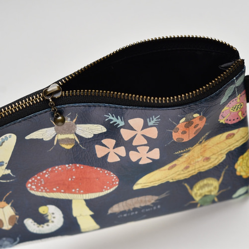 kurosawa ポーチ　マチなし 刺子織シンプルポーチS（マチなし） 無地/黒