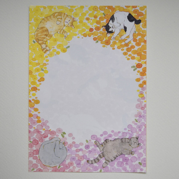 レターセット　猫と花畑 5枚目の画像