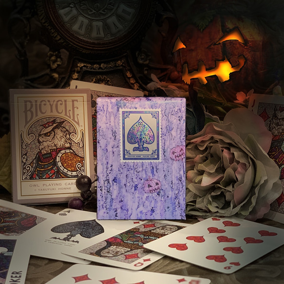 【ハロウィン包装版】Bicycle Owl Playing Cards (カスタムバイスクル フクロウ　オリジナル トラ 1枚目の画像