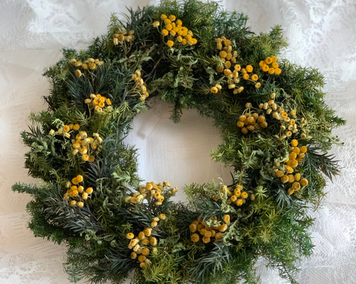 タンジーのナチュラルリース 玄関 フラワーリース インテリア