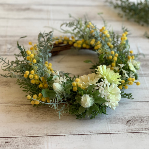 フラワーリース］オレンジとジニアの紫陽花リース/プリザーブド