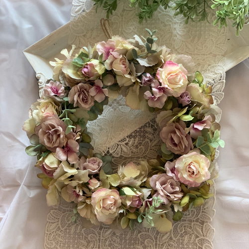 フラワーリースローズリース玄関リース