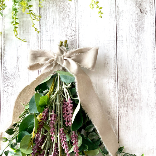 ラベンダーとユーカリのナチュラルスワッグ 玄関 インテリア スワッグ