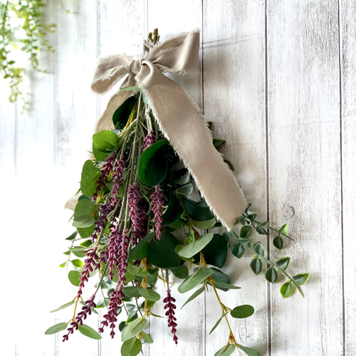 ラベンダーとユーカリのナチュラルスワッグ 玄関 インテリア スワッグ