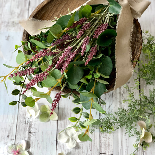 ラベンダーとユーカリのナチュラルスワッグ 玄関 インテリア スワッグ