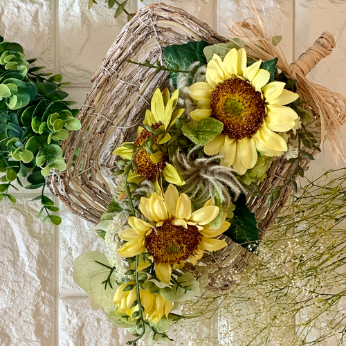 ウォールフラワー フラワー フレームアート ひまわり 壁掛け