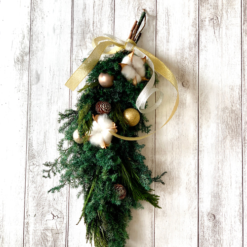 ワタの実のクリスマススワッグ クリスマス ギフト スワッグ プリザーブ