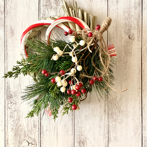 2022しめ縄飾り 紅白サンキライお正月飾り お正月 しめ縄 開運 玄関