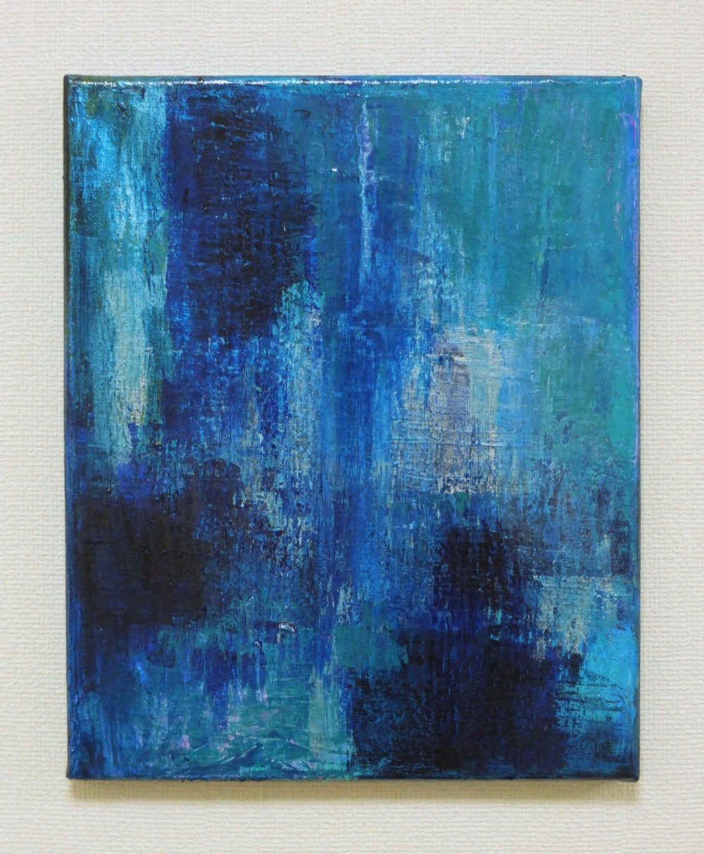 絵画原画キャンバスにアクリル絵具仮縁付き