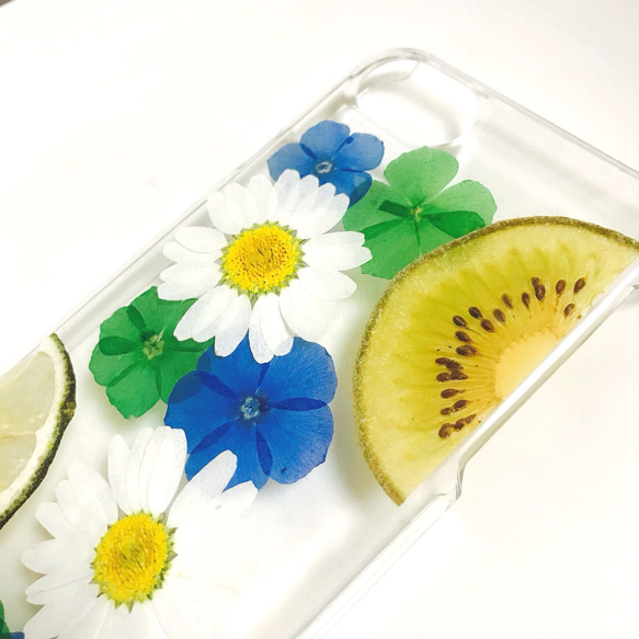 クールカラーの押し花フルーツiPhoneケース 2枚目の画像