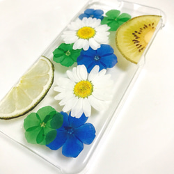 クールカラーの押し花フルーツiPhoneケース 3枚目の画像