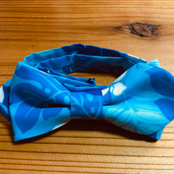 Men's BowTie メンズ 蝶ネクタイ  アロハ　サマーブルー 3枚目の画像