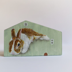 手繪小房子｜家有兔兔｜綠房子灰色屋頂 第2張的照片