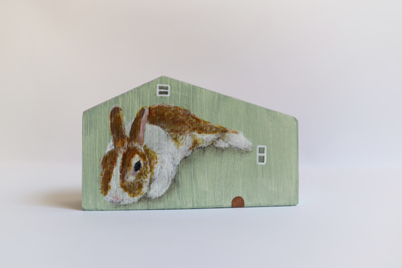 手繪小房子｜家有兔兔｜綠房子灰色屋頂 第2張的照片