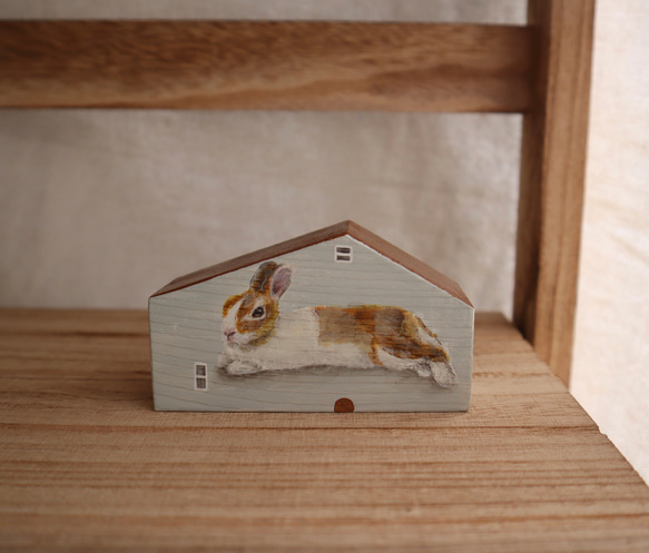 手繪小房子｜家有兔兔｜藍色房子咖啡色屋頂 第1張的照片