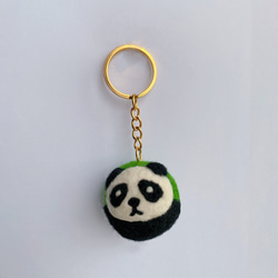 羊毛氈 熊貓/斑馬/青蛙動物球 鑰匙圈 第3張的照片