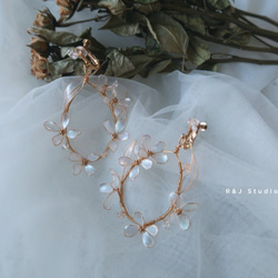 花環-耳環 手作水晶花樹脂飾品 新娘頭飾/伴娘配飾 第3張的照片