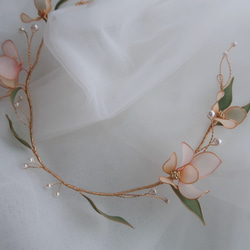 花環-樹脂花 新娘頭飾 水晶花花圈 第3張的照片