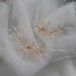雪稻穗-手工水晶花樹脂飾品 新娘頭飾/伴娘配飾 第2張的照片