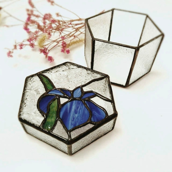 鑲嵌玻璃 | 海棠花 六角收納盒 珠寶盒 第5張的照片