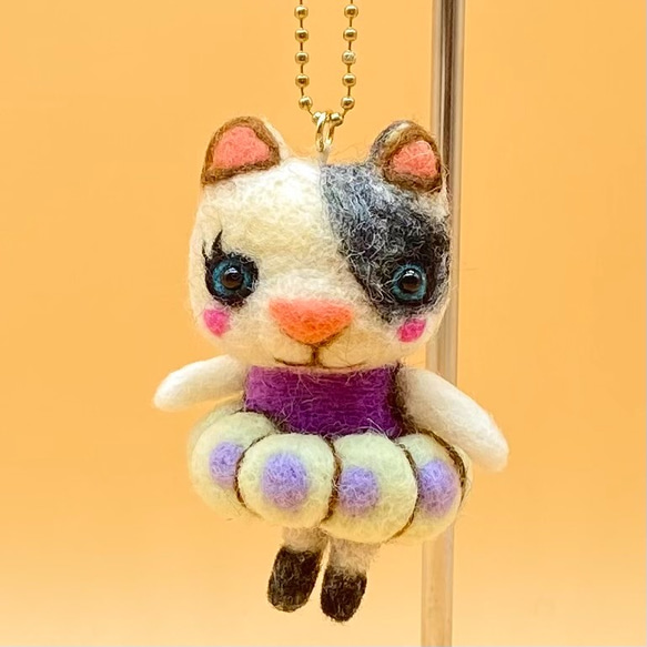 羊毛フェルト ストラップシリーズ バレリーナねこちゃん 羊毛フェルト 