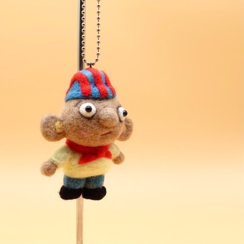 羊毛フェルト ミニストラップシリーズ ガンジーちゃん 羊毛フェルト