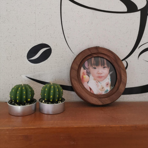 丸型 フォトフレーム L判サイズ ウォールナット フォトフレーム・写真