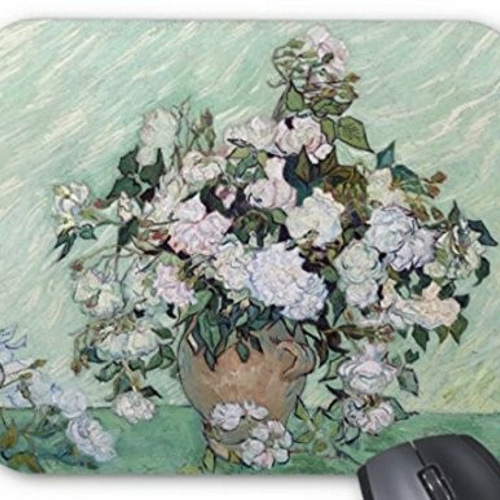 ゴッホ『 ピンクの薔薇の花瓶 』のマウスパッド：フォトパッド