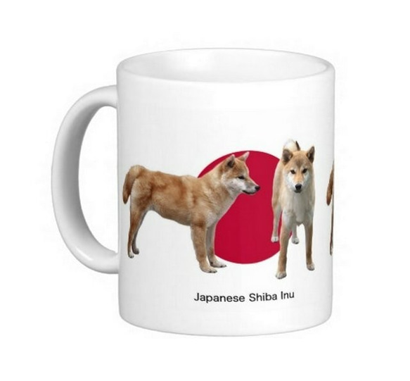 柴犬と日の丸のマグカップ（世界の犬種シリーズ） 1枚目の画像