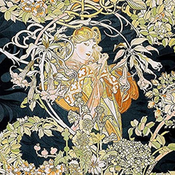 ミュシャ『 ヒナギクを持つ女性 』の木枠付きフォトタイル（世界の名画シリーズ） 2枚目の画像