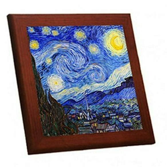 ゴッホ『 星月夜 』の木枠付きフォトタイル（世界の名画シリーズ