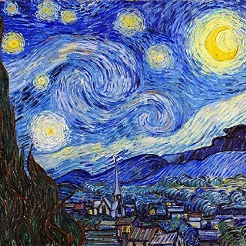 ゴッホ『 星月夜 』の木枠付きフォトタイル（世界の名画シリーズ