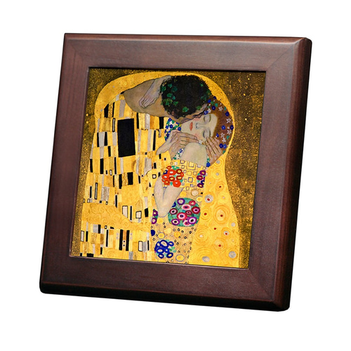 クリムト 『 The Kiss（接吻）』の木枠付きフォトタイル 2（S-サイズ