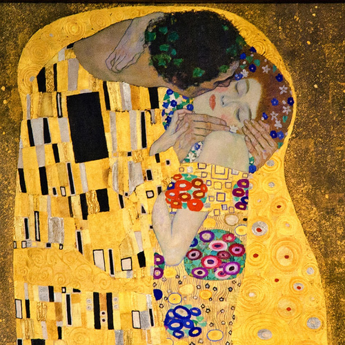 クリムト 『 The Kiss（接吻）』の木枠付きフォトタイル 2（S-サイズ