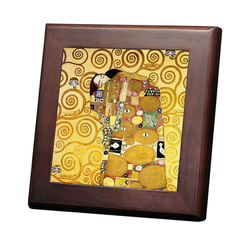 クリムト　『接吻』　陶版額縁　タイル クリムト 『 The Kiss（接吻）』の木枠付きフォトタイル 2（S-サイズ