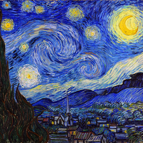 ゴッホ『 星月夜 』の木枠付きフォトタイル（S-サイズ）（世界の名画シリーズ） 2枚目の画像