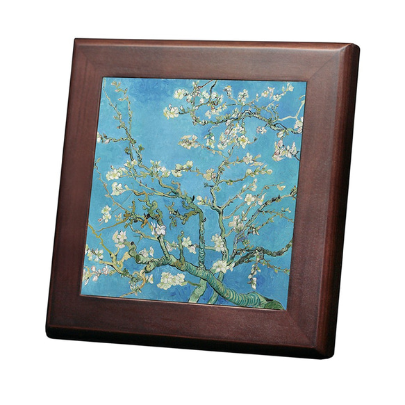 ゴッホ『 花咲くアーモンドの木の枝 』の木枠付きフォトタイル（S-サイズ）（世界の名画シリーズ） 1枚目の画像