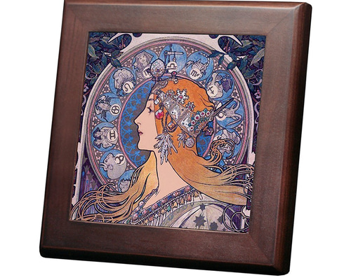 ミュシャ『 黄道12宮 』の木枠付きフォトタイル（S-サイズ）（世界の