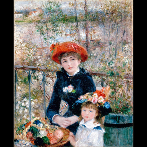 ルノワール『 二人の姉妹（テラスにて）』の木枠付きフォトタイル（S